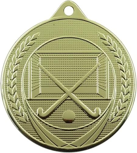 Trophy Monster Hockey-Medaillen, goldgeprägt, mit gratis Bändern zum Aufstecken, 50 mm, Eisen, Großpackung