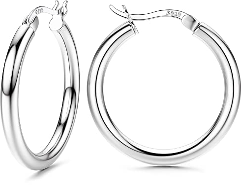 Chriscoco Creolen Silber 925 für Damen Creolen Groß Silber Hypoallergene Leichte Ohrringe Creolen Silber für Mädchen 13/15/20/25/30/40/50mm