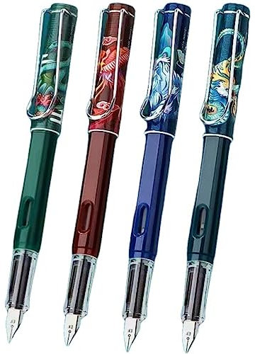Wudaizhi Chinese Style Cute Fountain Pen - Replaceable Ink Capsule Student School Stationery Fountain Pen 0.38mm Extra Fine Tip