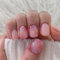 Ceboic 24 Pièces Faux Ongles Français Carré Court Ongles à Coller, Roses & Dorées Brillant Français Press on Nails avec Dessin, Acrylique Pleine Couverture Bâton sur Ongles pour Femme et Fille