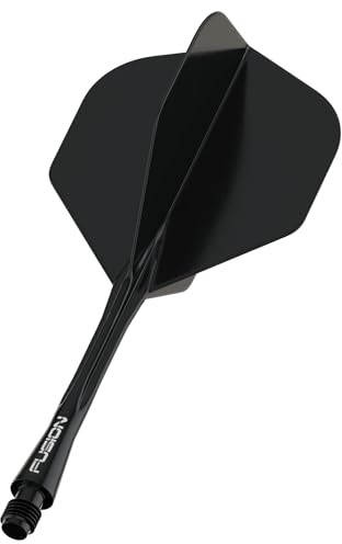 WINMAU Darts Fusion Integrated Flight & Shaft System - No.2 Shape & Design - Schwarz Farbe, Medium Länge
