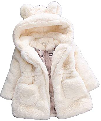 Manteau Fille Garcon Fausse Fourrure à Capuche Cartoon Mignon à La Mode Hiver Chaud éPais Hooded Oerille de Lapin Enfant Bébé Fille Mode Hiver Zippé Blouson 12 Mois - 6 Ans