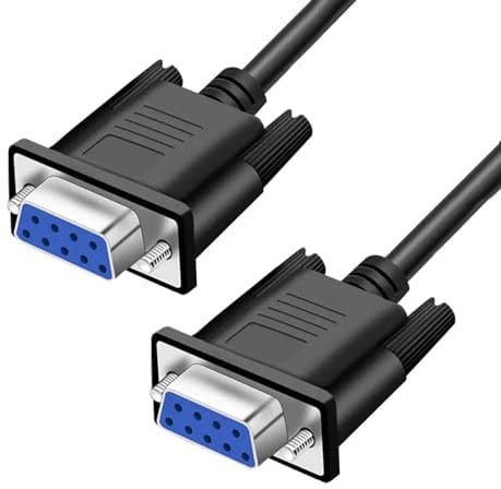 YIOVVOM DB9 RS232 - Cable de extensión serie hembra a hembra de 9 pines, cable DB9 recto a través de conector serie de 9 pines, color negro, 16 pies