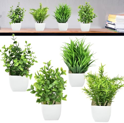 CAREDGO 4PCS Plantes Artificielles Intérieur Mini Plantes Artificielles Verdure Plastique Faux Plantes avec Pot Plantes Vertes Artificielles en Plastique pour Maison Bureau Décoration Intérieur
