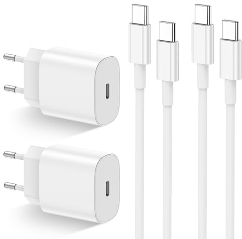 USB C Ladegerät Ladekabel für iPhone 16 Pro/16 Pro Max/16 Plus/15 Pro/15 Pro Max/15 Plus, iPad, MacBook, Samsung, 2Pack 20W USB C Power Adapter Schnellladegerät mit Schnellladekabel 2M