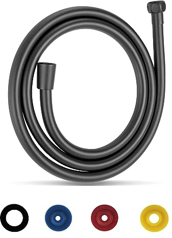 Schwarz Duschschlauch 2M/79In PVC Duschschläuche Brauseschlauch Handbrause Schlauch, Brauseschlauch für Brause- Oder Bidetbrause (Mit Dusche Durchflussbegrenzer)