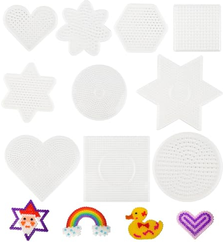 lahnao 10 Stück Bügelperlen Platten, 5 mm Steckplatten Bügelperlen, Bügelperlen Vorlagen in vielen Formen, Steckperlen Platte Set für DIY Prozess Manuelle Erstellung