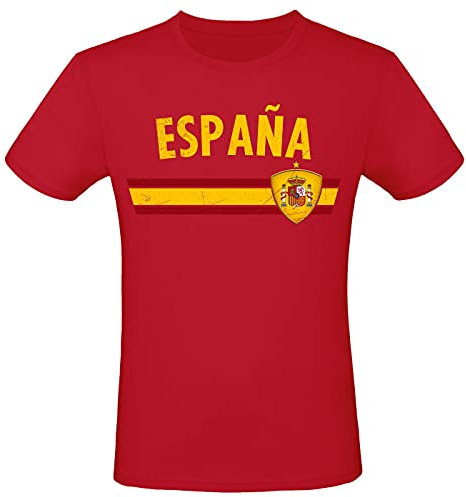 Fan Shirt Coupe du Monde Championnat d'europe 100% Coton T-Shirt col Rond Article de Fan Hommes Femmes Fan-Shirt, Choisissez la Taille:M, Choisissez Un Pays:Espagne