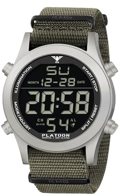 KHS Platoon Steel Digital KHS.PLASD.NSGO mit Natoband steingrau/Oliv