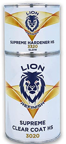 Trasparente Carrozzeria Acrilico Antigraffio 1L Lion Refinish Supreme Clear Coat HS3020 Lucido Brillante + Catalizzatore 500ml (Slow)