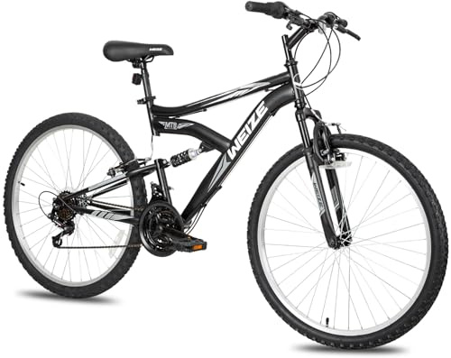WEIZE Mountain Bike, 26 27.5 inch Outdoor Hybrid Bike,18-Speed/High-Carbon Steel/Dual Full Suspension, Adjustable Ergonomic Seat for Men Women Adult, MTB Bicycle with Suspension Fork,Sleek Colors