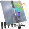 AMZtime 20W Bunte LED Solar Springbrunnen für Außen mit 3 * 2500mAh Akku, Falten Solar Teichpumpe mit Verstellbarem Ständer Solarbrunnen für Draussen mit 6 Düse für Garten,Teich,DIY Wasserspiel