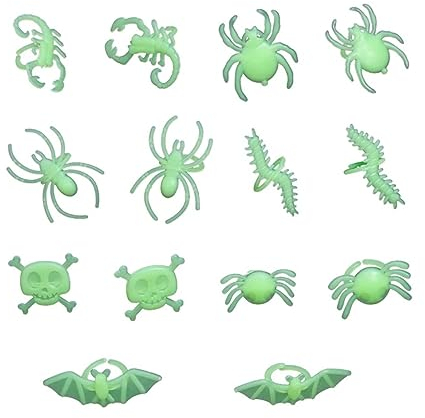 VICASKY Stk im Dunkeln leuchtende Ringe Halloween-Taschenfüller Ringspielzeug zum Leuchten bringen the hallow halloween mitgebsel Halloween-Fingerringe Spinne Requisiten Heiligenschein