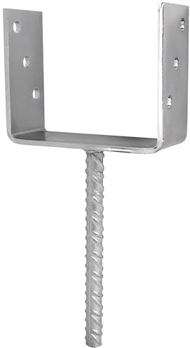 Parotec Pied de support type U pour charpente, montage, 150 x 60 x 125 x 5 mm, support de poteau à encastrer, forme en U, charge lourde, galvanisé, connecteur d'angle, ancrage béton, fixation