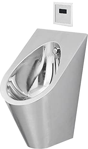 Vertikales Urinal aus Edelstahl, hocheffizientes Urinal mit Induktionsspülung für Herren, Badezimmerzubehör, Urinal, geeignet für verschiedene Familien, Hotels, Restaurants (Urinal + Sensor)