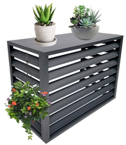 Klimaanlagenzaun Sonnenschutz Klimaanlage Abdeckung Jalousien Design, Klimaanlagen Rack Für Außeneinheiten, Sichtschutz Zäune Für Garten Balkon(110x80x60cm)