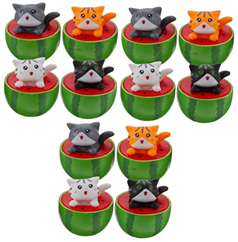 Levemolo 12pcs Realistic Cat Decoration Kitten Statue Fine Workmanship for Diy Craft Landscaping