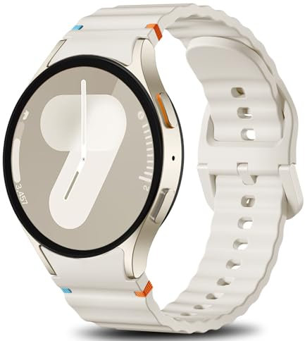 Ynitec Bracelet Compatible avec Samsung Galaxy Watch 7 6 5 4 SE Strap 40mm 44mm - 20mm Bracelet Silicone Souple pour GalaxyWatch Classic Pro, CrèMe