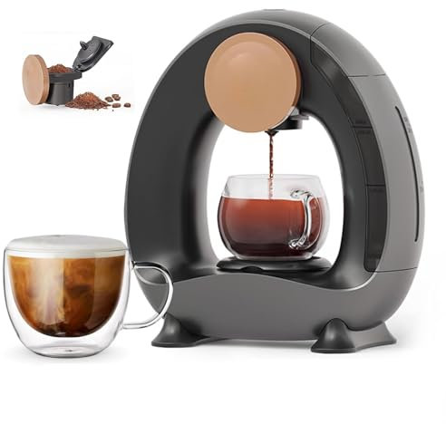 Single Serve Coffee Maker, 1400W Mini Drip Coffee Maker, Ground Coffee Machine, with 240mL Water Tank, 85° Constant Temperature Extraction, 4-8 oz Brew Sizes, Coffee Machine for Home and Office