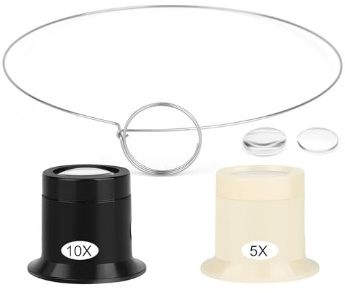 EEEKit 5X 10X Monokel-Brille mit Stützring, 2PCS Vergrößerungsglas mit 5X und 10X Linsen, Taschenlupe für Uhrenreparatur