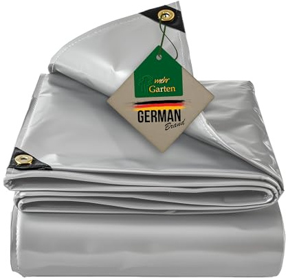 Mehr Garten PVC Abdeckplane 3x6 m, grau, 650 g/m² Gewebeplane | mit hochwertigen Messing-Ösen und verstärkten Ecken – wasserdicht, reißfest und UV-beständig