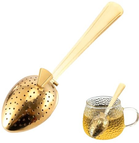 Infuseur à thé en vrac - Cuillère à thé en métal pour thé en vrac avec long manche - Filtre à thé à trous fins pour les voyages à la maison, les amateurs de thé