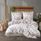 ZIRVEHOME Bettwäsche-Set 135x200 cm zweiteilig Baumwolle Bettbezug Beige & Grau Blättermuster Naturdesign. AzuraV1