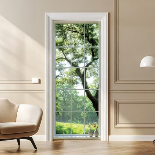 arricraft 2 hojas de adhesivos autoadhesivos para puerta, 80 x 200 cm / 31.5x78.7in, murales de puerta con temática de alféizares de ventanas, calcomanías de PVC extraíbles, decoración para el hogar