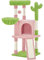 Yaheetech Árbol Rascador para Gatos en Forma de Cactus con Plataforma de Observación Cueva y Troncos de Sisal 42,5×42,5×106,5 cm Rosa y Verde