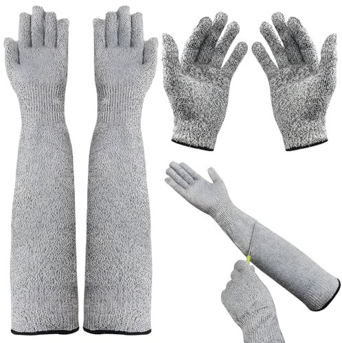 Jyeennar 2 Pairs Garden Gloves for Women & Men,Cut Resistant Gardening Glove with Long Sleeve, Long Gardening Gloves for Work Kitchen Heavy Duty for Lady