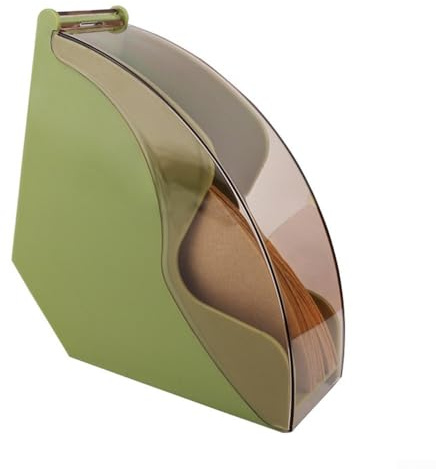 Hand Drip Coffee Filter Paper Holder Storage Rack with Clear Acrylic Rotating Cover, Large Capacity for Cone or Fan Shape Filters, Keeps Coffee Station Clean and Organised(Green)
