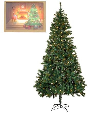 Alivio 6ft LED Christmas Tree with Stand & Decorative Warm Light Frame - Realistic Decorative Artificial Xmas Tree (2Pc Combo)