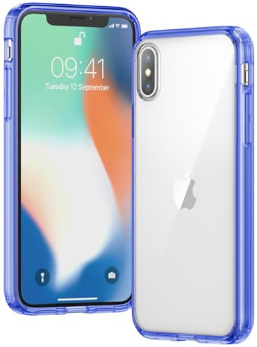 Voyahülle Clear Case for iPhone X/XS, Ultra Thin, Shockproof TPU Cover, Anti-Yellowing, Crystal Clear, Phone Case for Apple iPhone X/XS - Light Blue