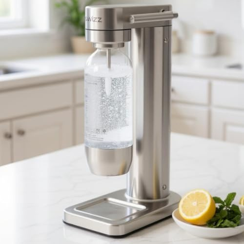 Premium Wassersprudler aus gebürstetem Edelstahl mit 1 x BPA-frei Flaschen SW!ZZ (gebürstetem Edelstahl)