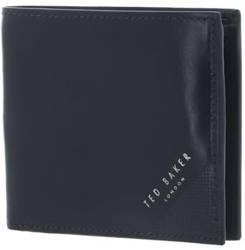 Ted Baker Leder Geldbörse Prugs Embossed Corner Leather Bifold Coin Wallet Navy dunkelblau