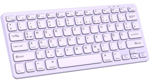 KARFUN Bluetooth Tastatur für iPad, Windows/Android/iOS, QWERTZ Layout | für iPad Pro/Air/Mini, iPhone, Smartphone, Samsung/Xiaomi/Honor Pad, Laptop, Ultra-dünn Tragbare Kabellose Bluetooth-Keyboard