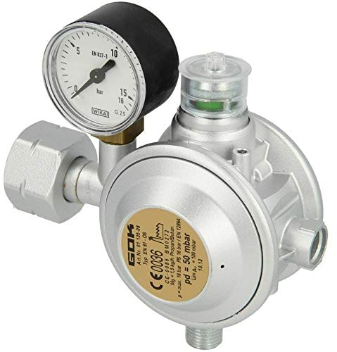 GOK Niederdruckregler EN61-DS 16 bar mit Manometer, 90°