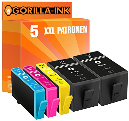 Gorilla-Ink 5 Druckerpatronen XXL passend zu HP 934XL / 935XL | Für HP OfficeJet 6800 6812 6815 6820 6822 6825 Pro 6200 6230 6230 6235 6239 6830 6830 6835