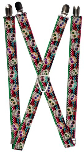 Buckle-Down Tirantes y calaveras de azúcar para hombre, multicolor, Taille unique