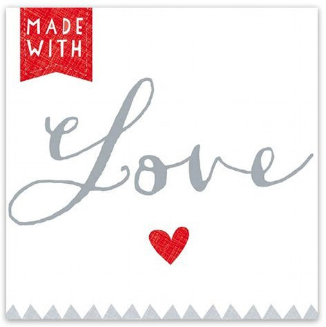 ARTEBENE Servietten 33x33 cm 'Made with Love' Rot/Grau