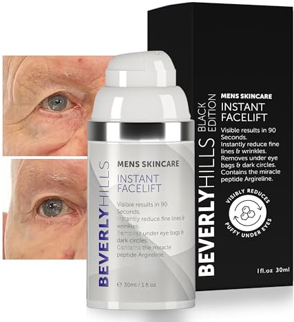 Beverly Hills Instant Facelift Eye Serum for Men, Bags & Tired Eyes (30ml) | Visible lift in 90 seconds, Matte, no shine, unscented, Dual-weight hyaluronic acid,120-day tube, UK made