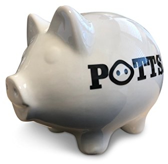 Spardose Sparschwein Sparbüchse Pottsau Ruhrpott Ruhrgebiet, Porzellan, 12,5 x 12,5 x 17 cm