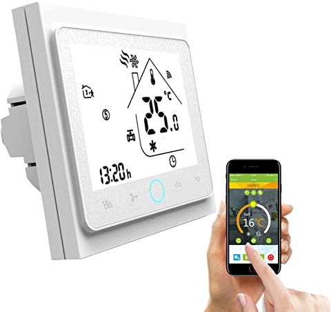 Qiumi Thermostat WiFi Intelligent, contrôleur de température Climatisation Intelligente, contrôleur de température programmable, avec écran LCD à 4 Tubes, Fonctionne avec Alexa Google Home