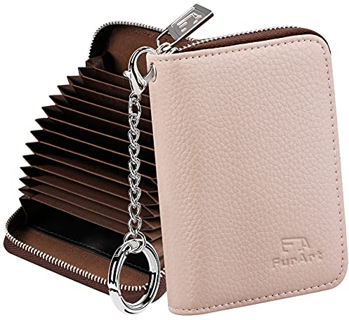 FurArt Porte Cartes de Crédit Fermeture Eclair, Blocage RFID Portefeuille avec Porte-clés Les Femmes Homm