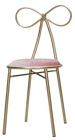JHSLXD Famiglia Tempo libero Poltrona Creativa Fiocco Farfalla Parrucchiere Trucco Sedia Oro Iron Art Sala da pranzo Sedia Individuale Sedia Da Lettura Decorazione Sgabello Per Unghie Mobili,Rosa