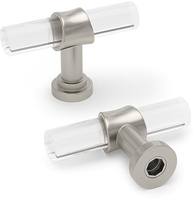 goldenwarm 4Pcs Clear Cabinet Door Knobs Knobs - LS9165SNB Modern Drawer Knob 50mm Bedside Cabinet Handles (Sliver)