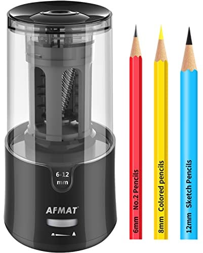 AFMAT PS92 Electric Pencil Sharpener - Auto Stop, Super Sharp & Fast, Plug in Pencil Sharpener for 6-12mm No.2/Colored Pencils - Classroom/Office/Home