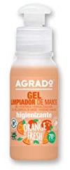Gel Hidroalcohólico Limpiador de manos Orange Fresh Higienizante 78% Alcohol Sin Aclarado 80 ml Formato ideal Bolso o Mochila Aroma Naranja Frutas AGRADO