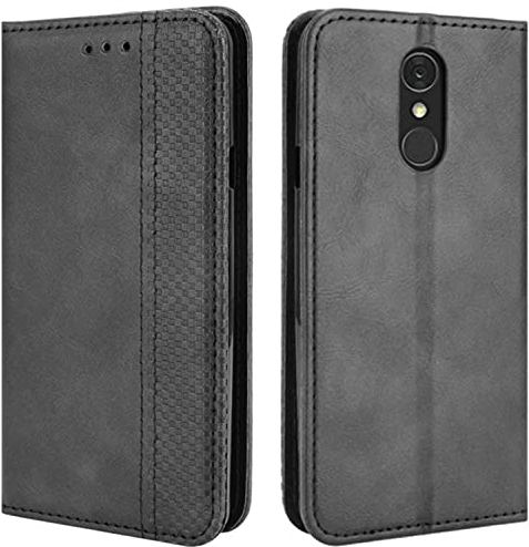 HualuBro Handyhülle für LG Q7 / Q7+ Plus - Magnetische Leder Schutzhülle, Klapphülle, Flip Case Cover mit Stoßfest-Funktion - Schwarz