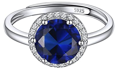 ChicSilver Silber Fingerring mit Rund Tansanit Gebursstein Damen Mädchen verstellbarer Ring für Braut Mama Schwester